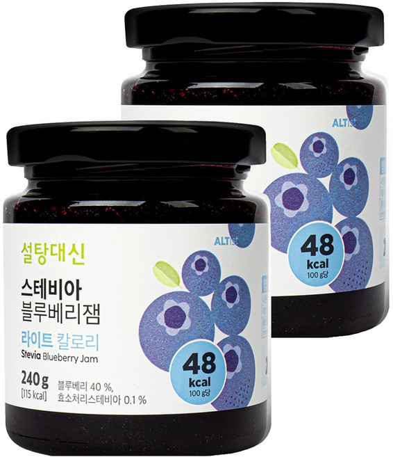 설탕대신 스테비아 저당 블루베리잼 소비기한 26년7월 할인가, 240g, 2개