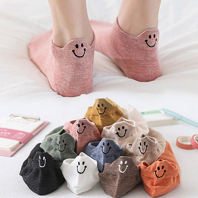 삭스팡 삭스팡 여성 해피 스마일 자수 스니커즈 양말 10켤레 (P003340867)