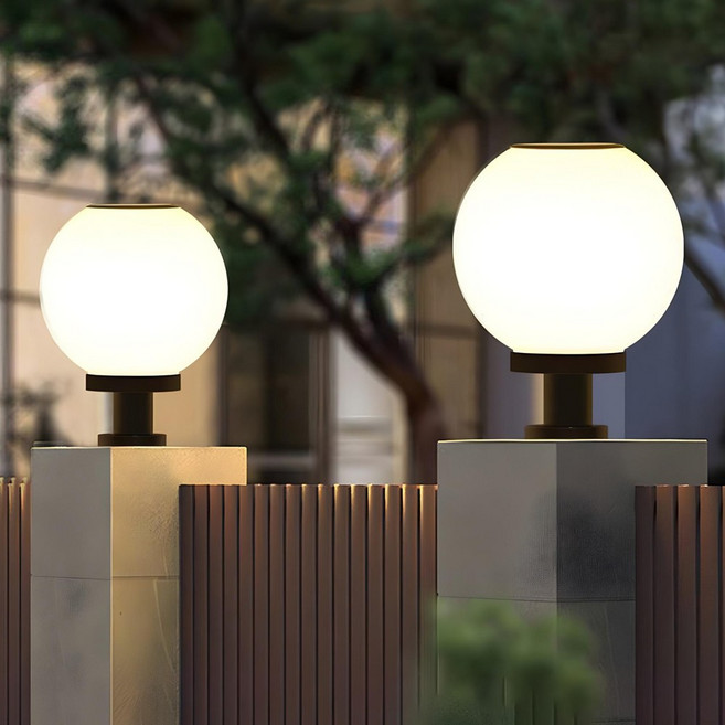 태양광 문주등 조명 야외태양광 정원등 구슬 호박등 태양열 전구 LED 테라스 텅스텐 25호 PL받침, 흰빛