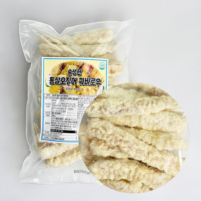 숙성한 통살오징어 꿔바로우, 600g, 3개