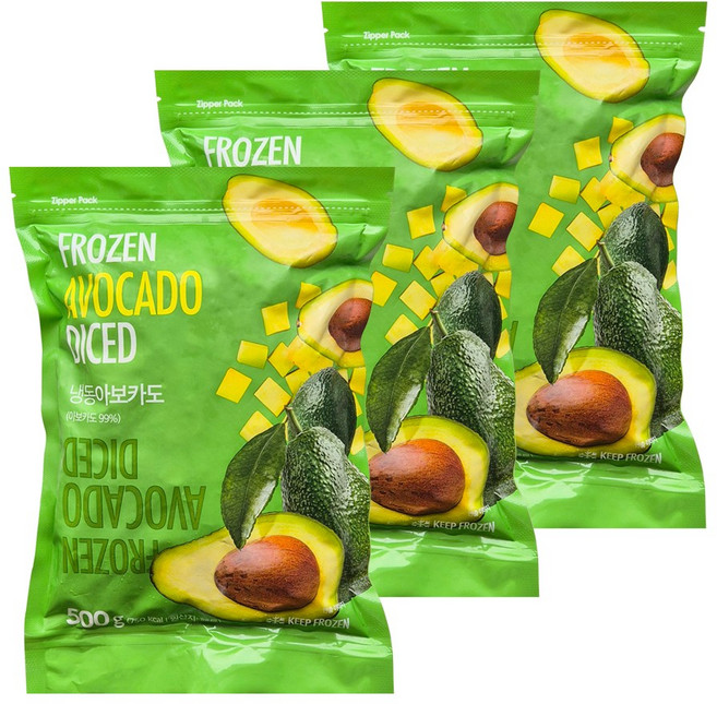 웰루츠 냉동 아보카도 다이스, 3개, 500g