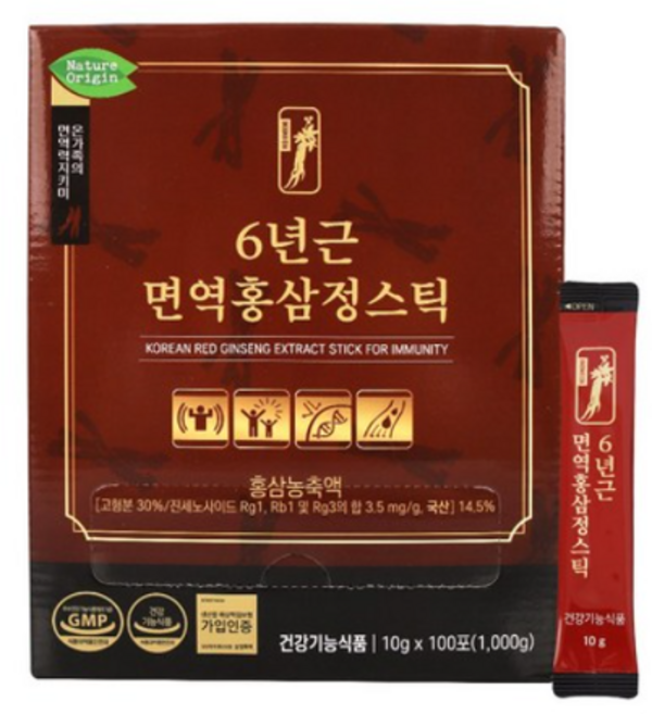네이처오리진 6년근 면역 홍삼정스틱 100p, 1박스, 1정