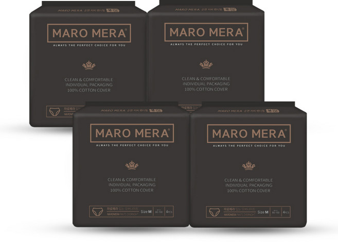 마로메라 순면 커버 생리대 입는 오버나이트 중형, 4매입, 4개