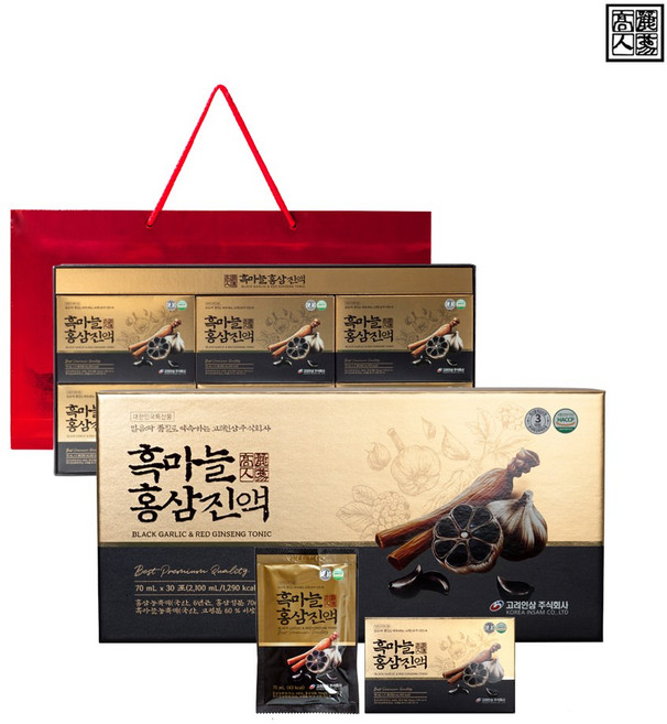 고려인삼 흑마늘홍삼진액 + 쇼핑백, 70ml, 30개