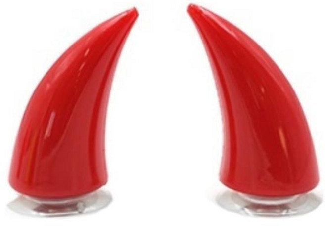 오토바이 개성있는 악마뿔 헬멧 악세사리 장식 레드 인라인헬멧 자전거 개성만점 핼멧