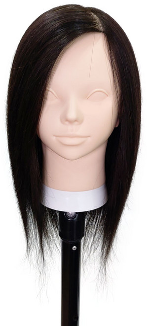 BEUGA(뷰가) 인모 100% 14인치 일본수출용 연습용 통가발 노메이크업 커트 드라이 아이롱 펌 염색 스타일링 미용 연습 가발, 블랙, 1개