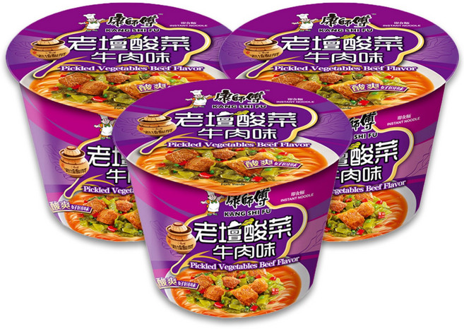 <킹콩푸드>캉스푸 로탄 쏸차이 우육면 컵라면 중국라면 중국식품 122g, 12개