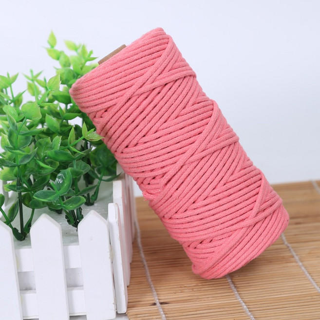 20米3mm包芯綿線 macrame 棉線 編織棉線 手工編織繩 綿繩 包芯綿線 包心棉繩 3mm, 1個, 6-桃粉 3mm20米