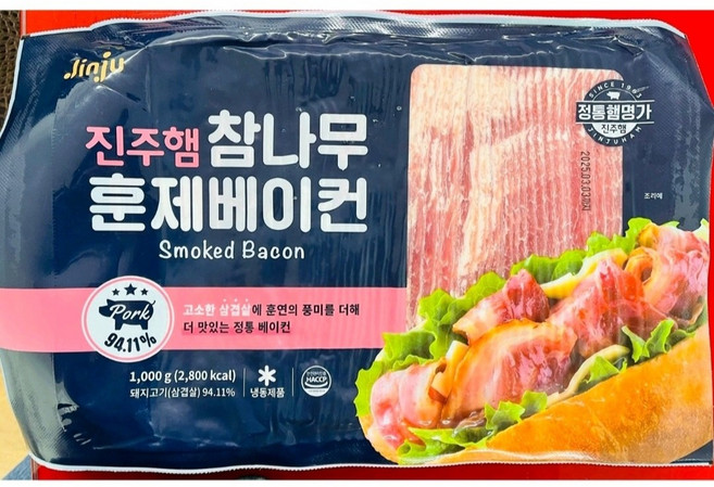 진주햄 참나무 훈제베이컨1kg-1개, 1개, 1kg