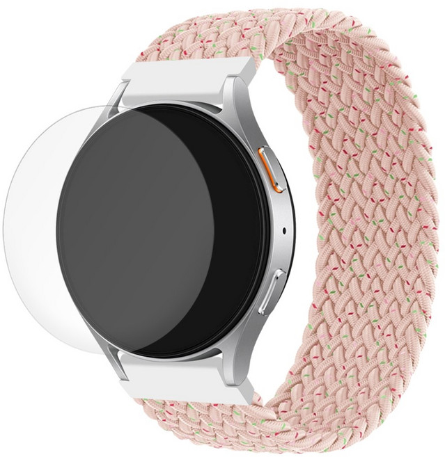 스페이스쉴드 갤럭시워치7 6 5 4 44mm 호환 브레이드 솔로루프 나일론 스트랩 밴드 25color 필름 1매 증정, 체리블러썸, 1개