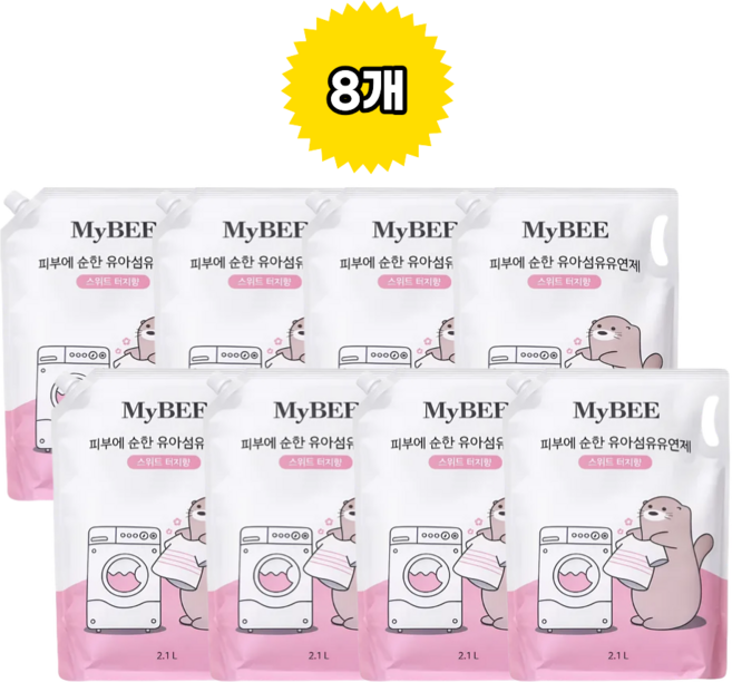 마이비 피부에순한 유아섬유유연제 스위트터치향 리필, 8개, 2.1L