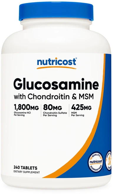 뉴트리코스트 글루코사민 1800mg + 콘드로이틴 80mg & MSM 425mg 240태블릿 1병, 1개, 240정 - 쿠팡