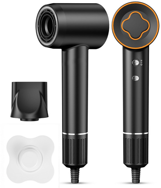 리빙가감법 헤어 드라이기 초고속 BLDC 모터 110 000rpm 1600W 음이온 휴대용 미니 드라이어 빠른 건조 저음 미용실 드라이기 hair dryer, 블랙