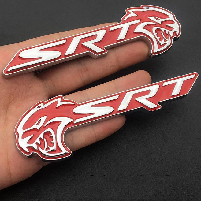 2Pcs Car 3D Metal Sticker Hell Leopard Demon SRT For Jeep FR Ibiza Mk3 6J Ateca Sportcoup, 08 2Pcs Silver Red