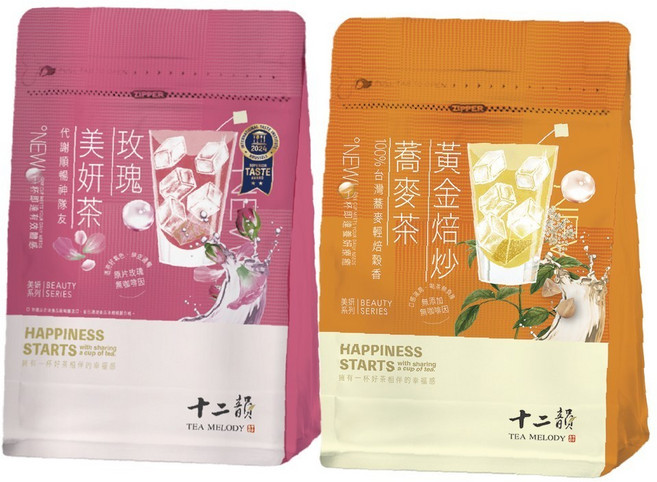 十二韻 黃金焙炒蕎麥茶包 玫瑰美妍茶包 贈送玫瑰好韻環保瓶, 11.5g, 1套, 12個裝