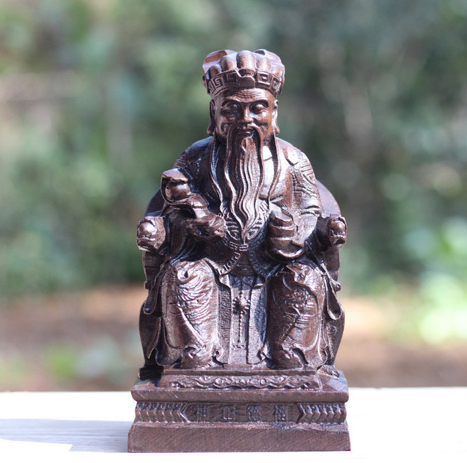 沉香木木鵰 土地公擺件 實木福德正神佛像 木工藝品