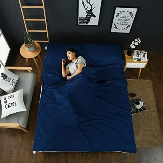 캠핑 침낭 라이너 내피 속커버 슬리핑백 2019, 70.9×82.7 inch, Navy Blue, 1개