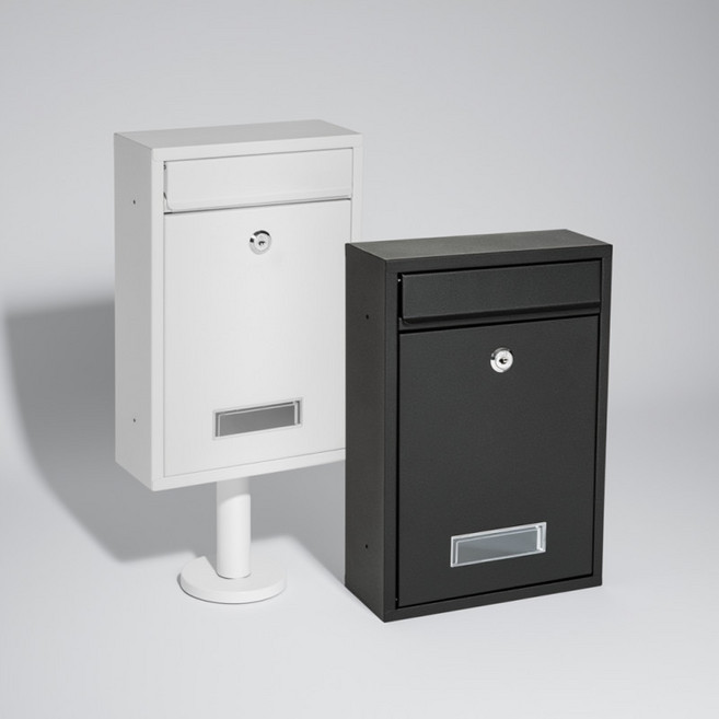 북유럽 스타일 벽걸이 철제 우편함 대용량 방수 메일박스 열쇠 잠금형 인테리어 우체통 블랙 화이트 그레이 외부 편지함, 패턴/그레이