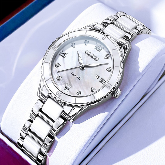 OLEVS 여성손목시계 정품쿼츠 럭셔리 명품 워터프루프 야광 세라믹시계