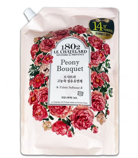 1600ml 르샤트라 O 섬유유연제 리필형 피오니부케_ 2027644EA, 1.6L, 1