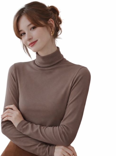 MS HOME 여성 모달 반목 폴라 이너 티셔츠 긴팔