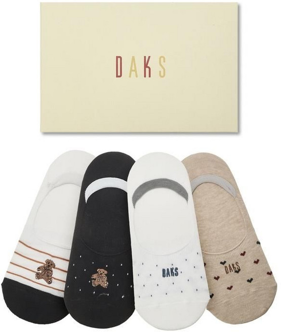 [백화점 정품] 닥스 ACC 25FW YD 여성 화이트 자수장식 면혼방 덧신양말4종세트 DBSS2E241