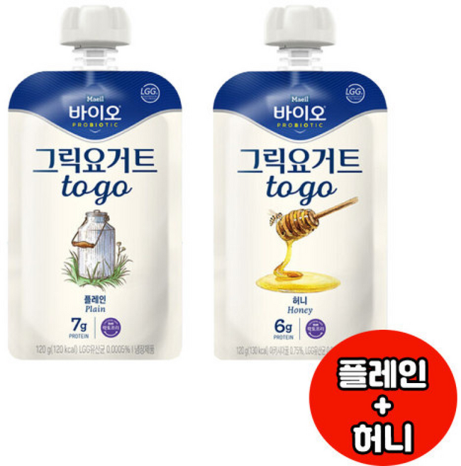 매일바이오 그릭요거트 투고 플레인3+허니3 총입/냉장무배, 120g