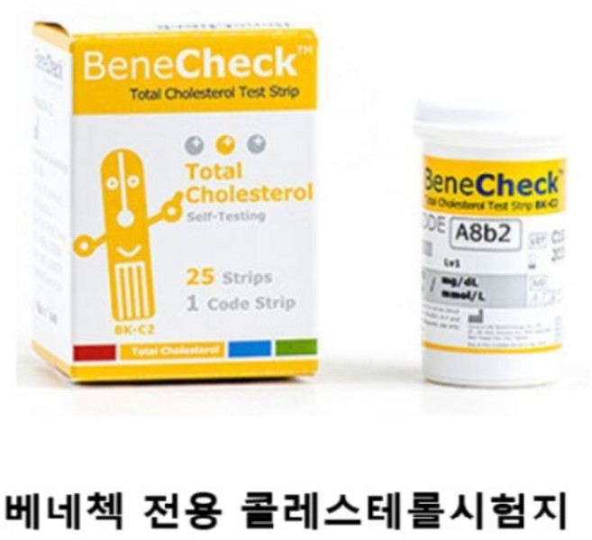 베네첵 전용 콜레스테롤 시험지 검사지 +전용 마스크셋트, 1개, 1세트, 1박스(25회분)+마스크세트