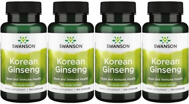스완슨 한국 인삼 500mg, 4팩, 100정 - 쿠팡