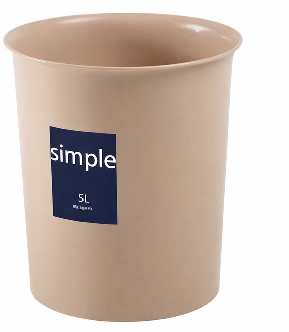 깔금한 심플 오픈형 미니 휴지통 원형 쓰레기통 사무실 욕실 가정용, 베이지
