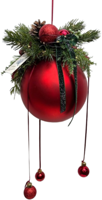 아트플랜 크리스마스 레드 오너먼트 행잉 볼, 1개