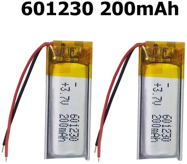 601230 리튬 폴리머 충전식 배터리 MP3 음성 녹음기 전자 장치 GPS PSP 블루투스 헤드셋 장난감 3.7V 200mAh 2 개