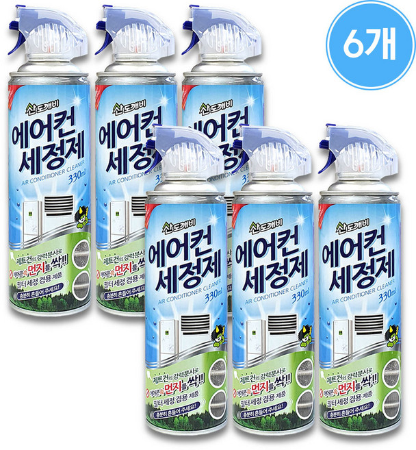산도깨비 에어컨세정제 에어컨세척제 최신제조 무배, 330ml, 6개
