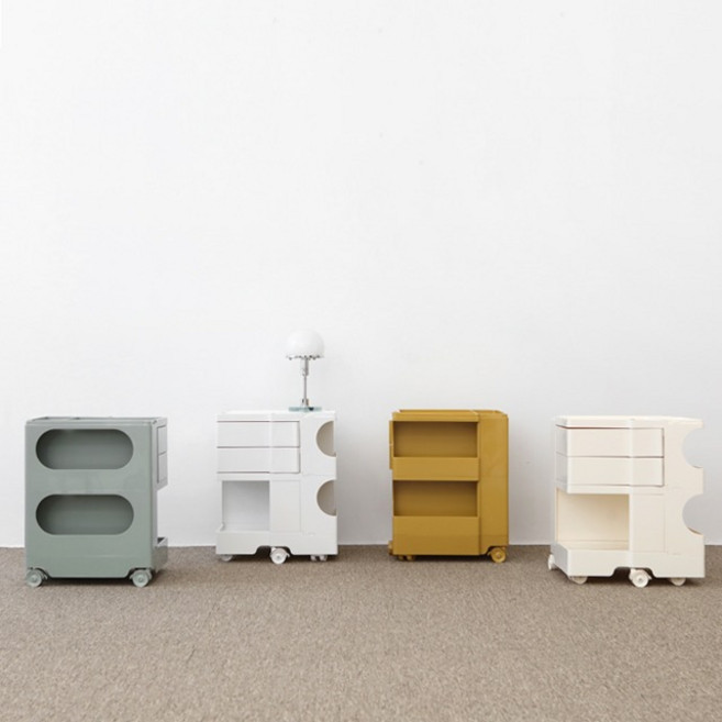 마켓비 빙그리 회전서랍 트롤리, 화이트, 2단