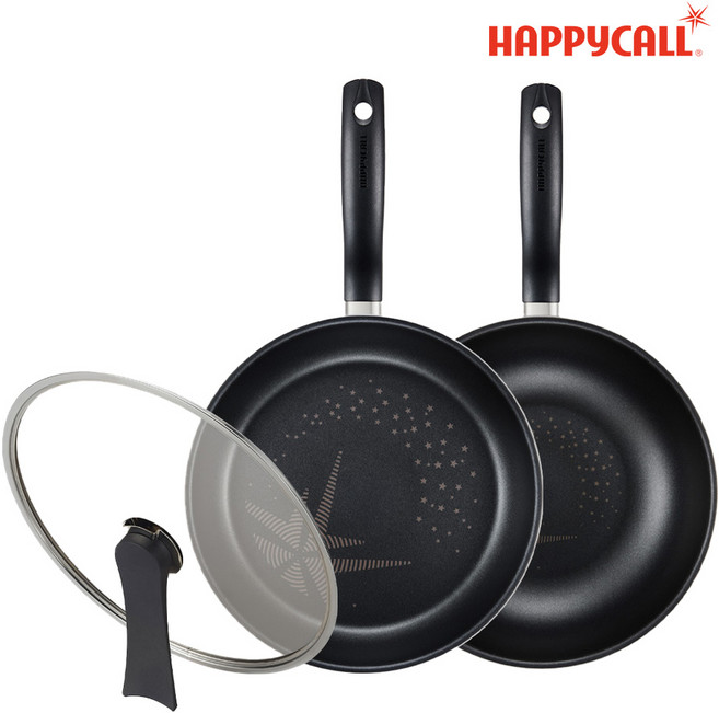 해피콜 올 뉴 컴포트 다이아몬드 IH 인덕션 후라이팬 3종 B세트(28팬+28웍+28뚜껑), 1세트, 28팬+28웍+뚜껑