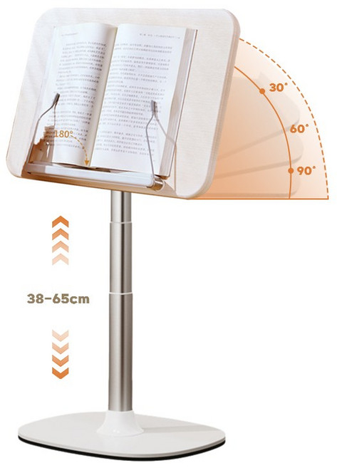 ZOZOFO 스탠드 독서대 프리미엄 접이식 높이 각도조절 북스탠드 침대 위 독서 거치대 노트북 아이패드 프로젝터 거치대, 화이트