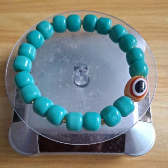 瓷化綠松石老形珠設計手串 精緻手工藝 優雅古典風 10mm