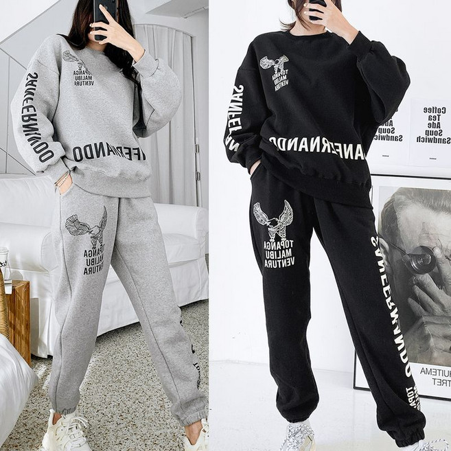 민트위니 여성용 기모독수리세트 트레이닝복세트 3단 상하세트 투피스 홈워어 츄리닝복세트 운동복 츄리닝