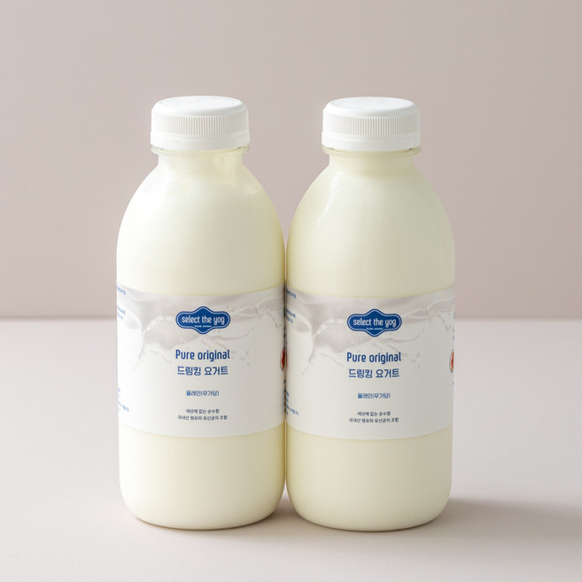 셀렉더요그 수제 플레인요거트 1L 플레인 무가당, 2개입, 500ml