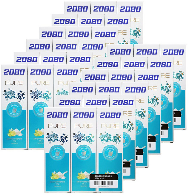 애경 2080 퓨어 치약 베이킹소다 담은 레몬라임향 120g 3입 12개 양치