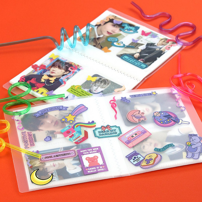 인 마이 콜렉트북 01.가로형 베이직 투명라인 (2단) 콜북 포카바인더 포토카드 앨범 폴꾸 다꾸, 01_화이트