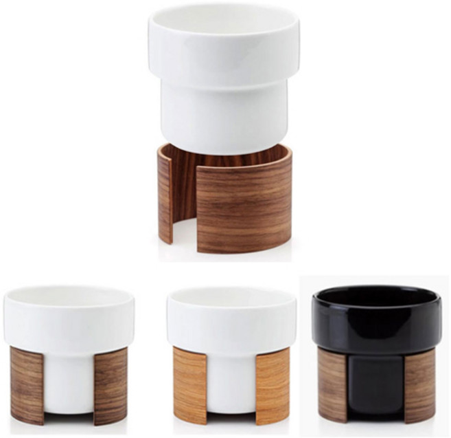 톤피스크 라떼컵 우드 컵홀더 커피잔 홈카페 디자인 웜 머그잔 Tonfisk 400ml, White/Walnut(Dark), 1개