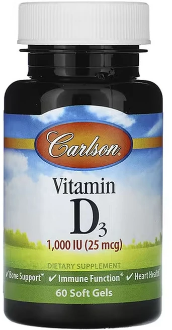 칼슨 비타민D3 25mcg(1 000IU) 60소프트젤, 60정, 1팩 - 쿠팡