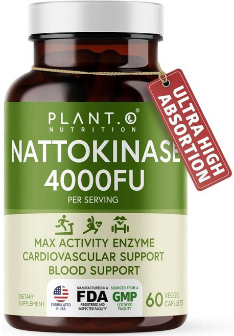 플랜트오 나토키나제 4000FU 서플리먼트 위드 맥스 엔자임 캡슐 PLANT.O NUTRITION Nattokinase, [현지직배송] 60 정 (Pack of 1), 1개, 60정