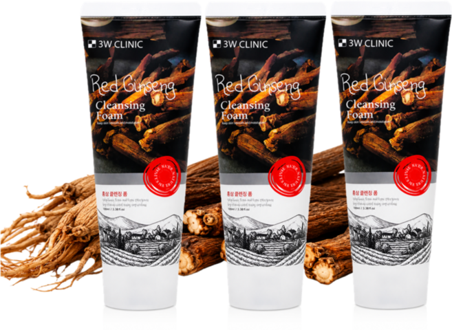 3W클리닉 홍삼 클렌징폼 레드진생 폼클렌징 저자극 개운한 세안폼 Red Ginseng Cleansing Foam, 3개, 100ml