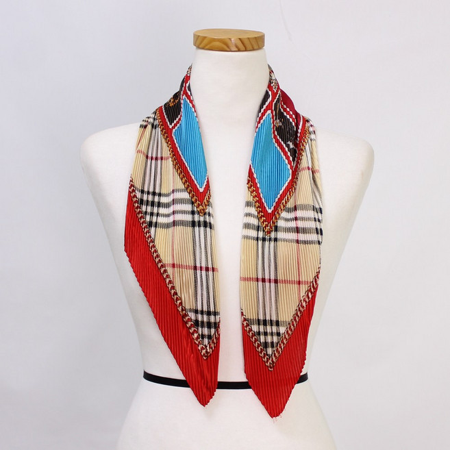 지오벤투 여성 플리츠 주름 패턴 롱 스카프 봄가을 머플러 봄 여름 가을 겨울