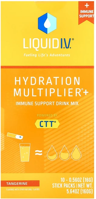 새해 첫좋은선물 Liquid I.V. 수분 멀티플라이어 + 면역력 증진 드링크 믹스 탠저린 스틱팩 10개 각 16g(0.56oz) 제대로 할인합니다, LiquidIV수분멀티플라이어면역력증진드링크믹스탠저린스 - 쿠팡