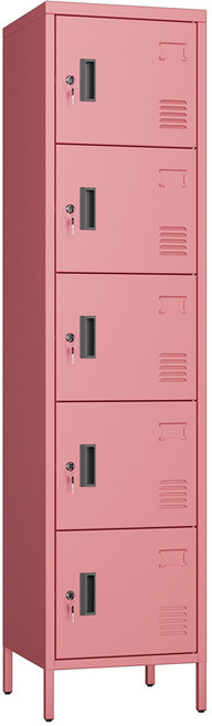 (OASISANCT)3단/5단 독립형 철제 사물함 수납장 현관장 신발장 옷장 화이트 핑크, 분홍색