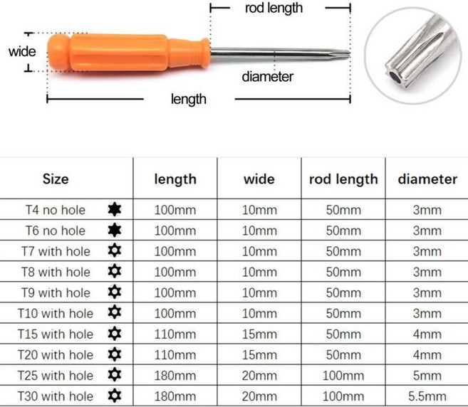로브 변조 방지 보안 볼트 구멍 스크루 드라이버 스크류 키, screwdriver, 1개