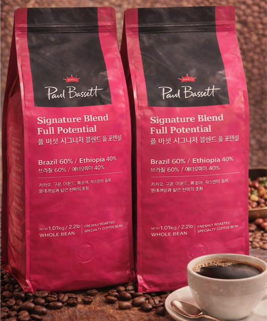폴바셋 시그니처 블렌드 원두커피 브라질 60% 에디오피아 40%스페셜티 갓로스팅 홈카페 원두 홀빈 1.010g, 1kg, 2개, 생두
